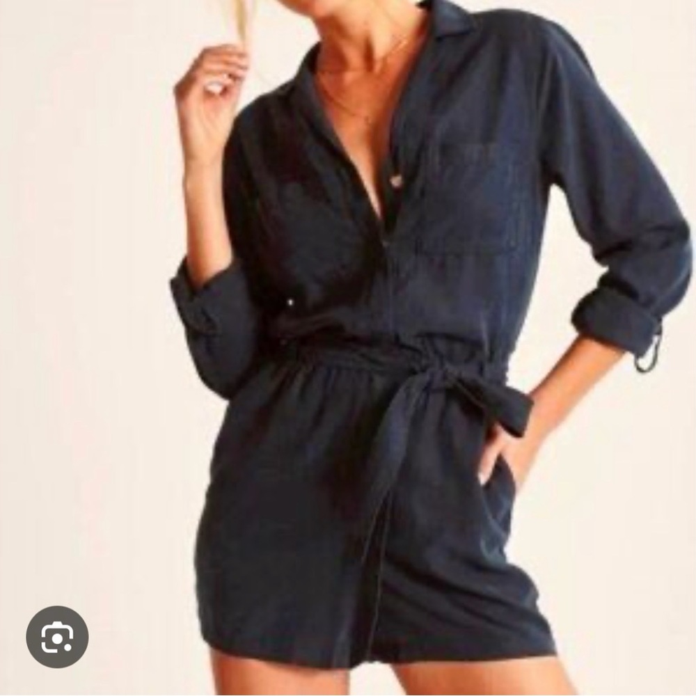 Abercrombie & Fitch Navy Blue Long Sleeve Romper